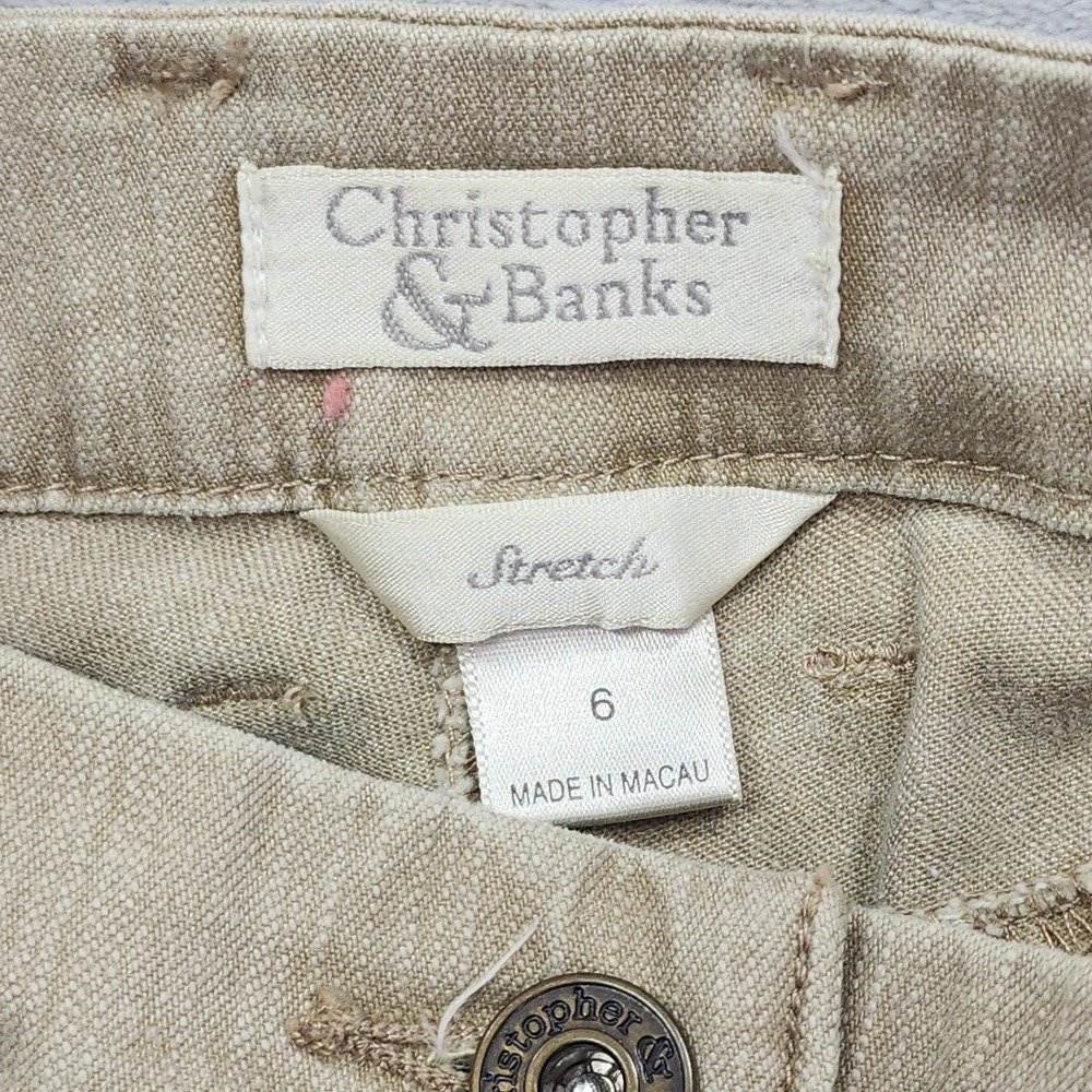 Vintage Christopher & Banks Jeans Womens 6 Beige Mid Rise Straight Leg Stretch - Picture 9 of 16